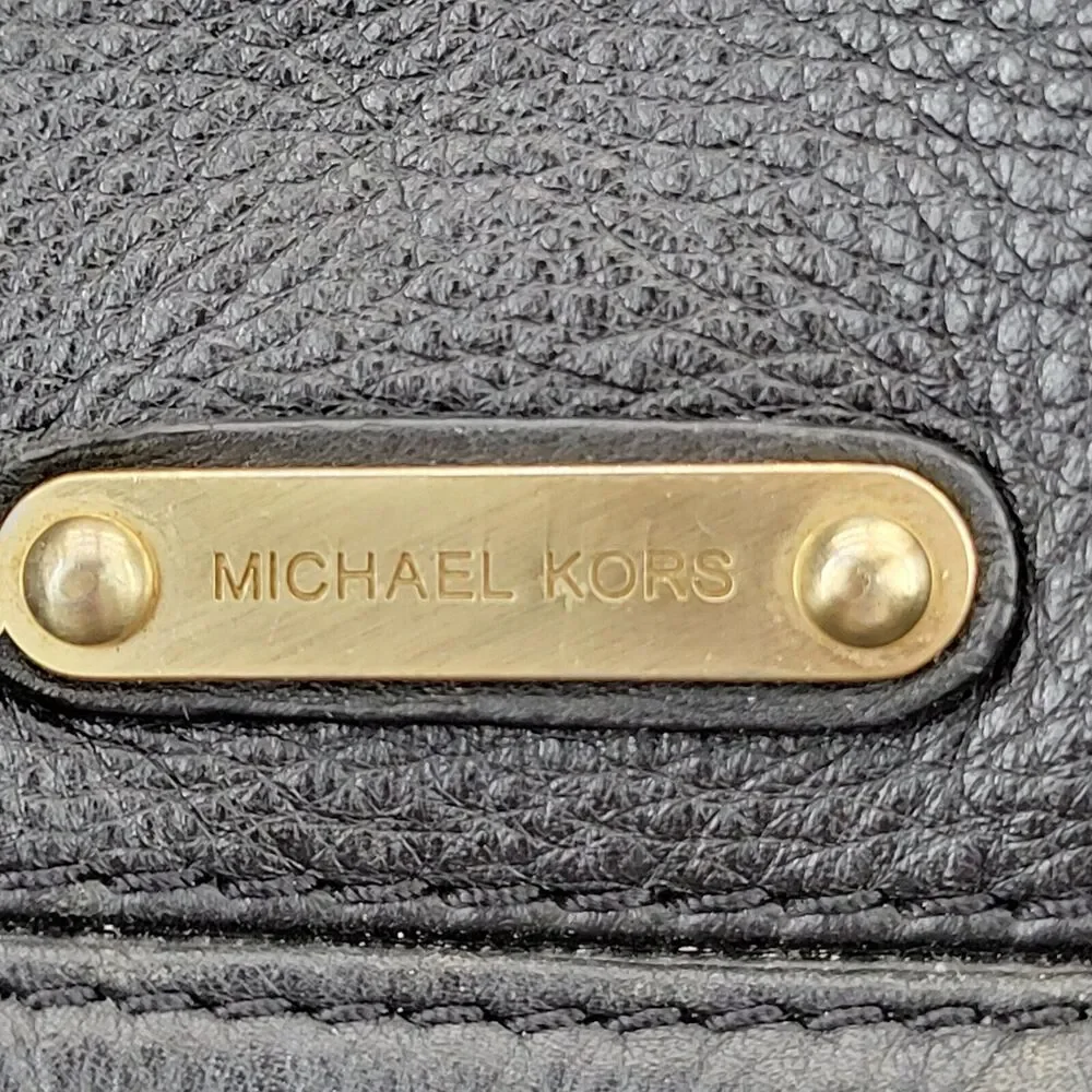 Michael Kors Black Leather Tote Bag Shoulder Bag Gold Tone‎ Hardware 17x12x5.5 - Picture 11 of 14